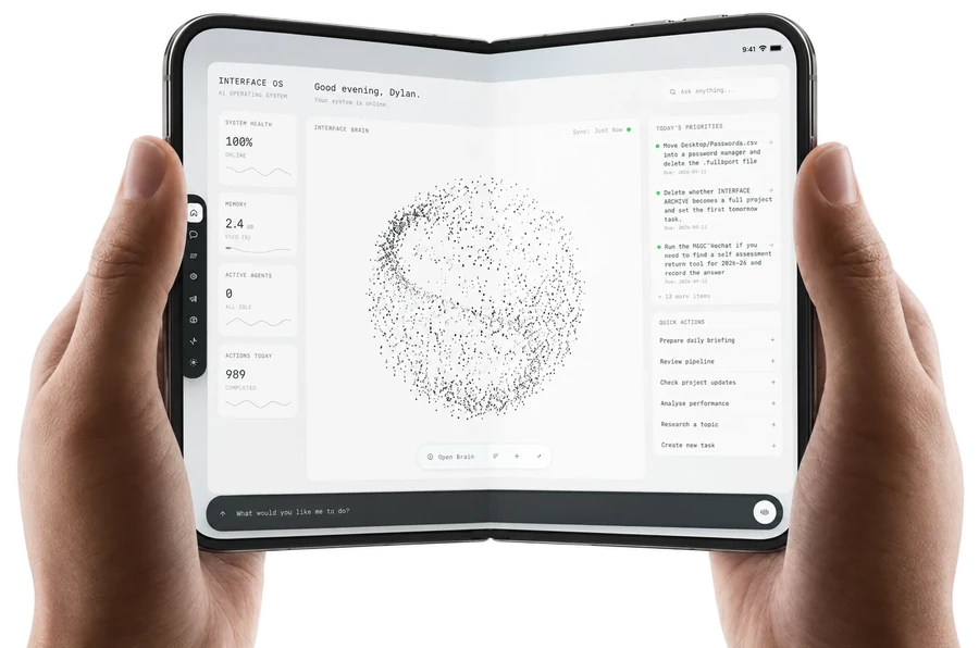 Interface OS running on a foldable device